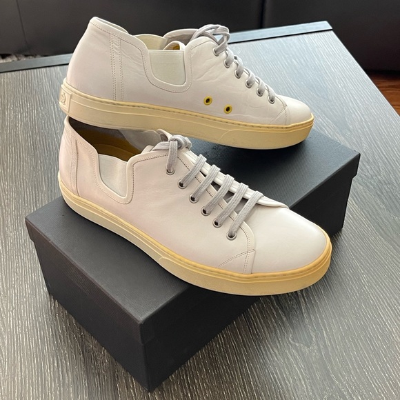SOLD 😃 NEW AUTHENTIC Dunhill Men’s Off White Leather Sneaker Sz EUR 42 / US 8 - Picture 1 of 13